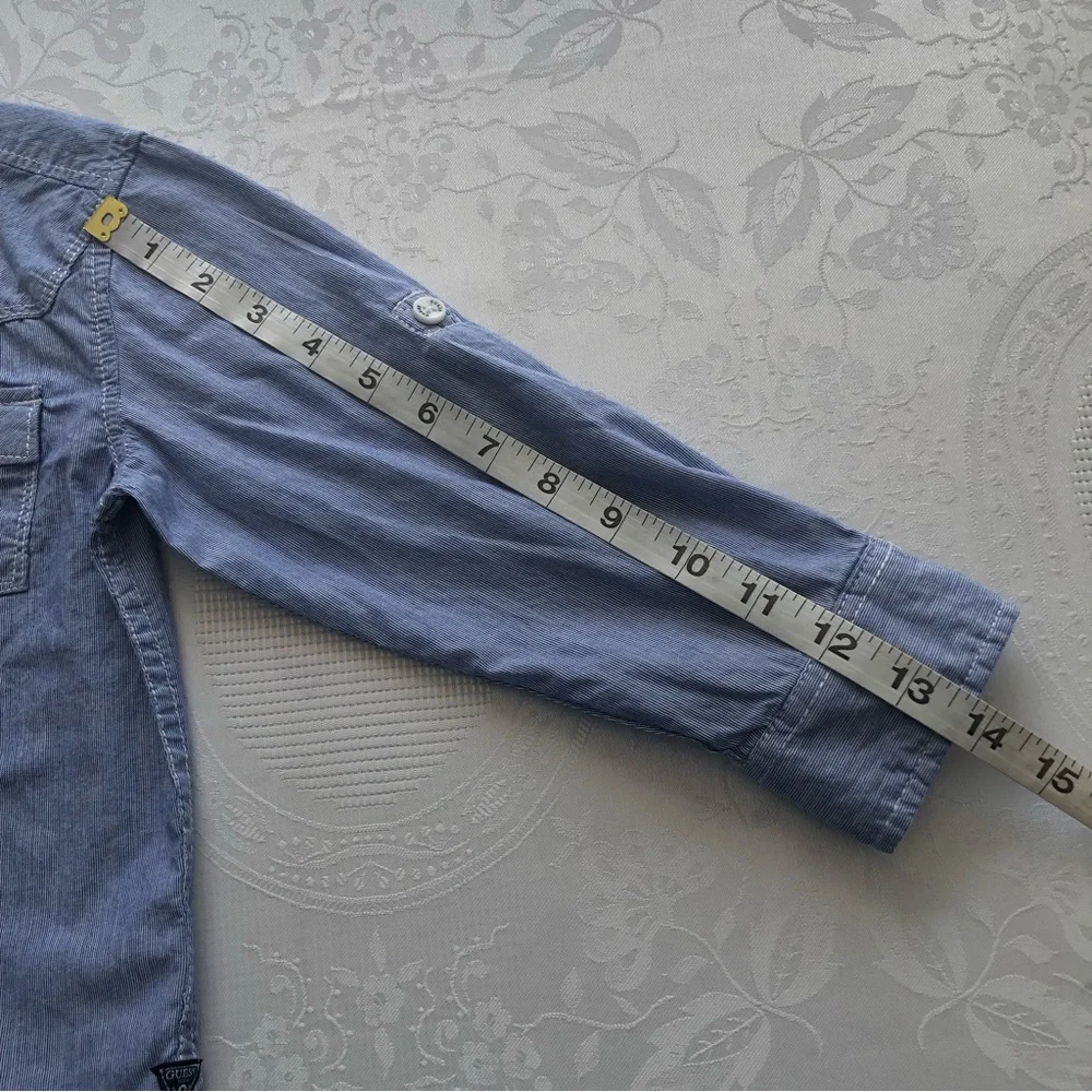 Guess Blue Jeans Denim Button-Up Shirt Boys Size S (4) Long Sleeves Collared - Picture 7 of 15